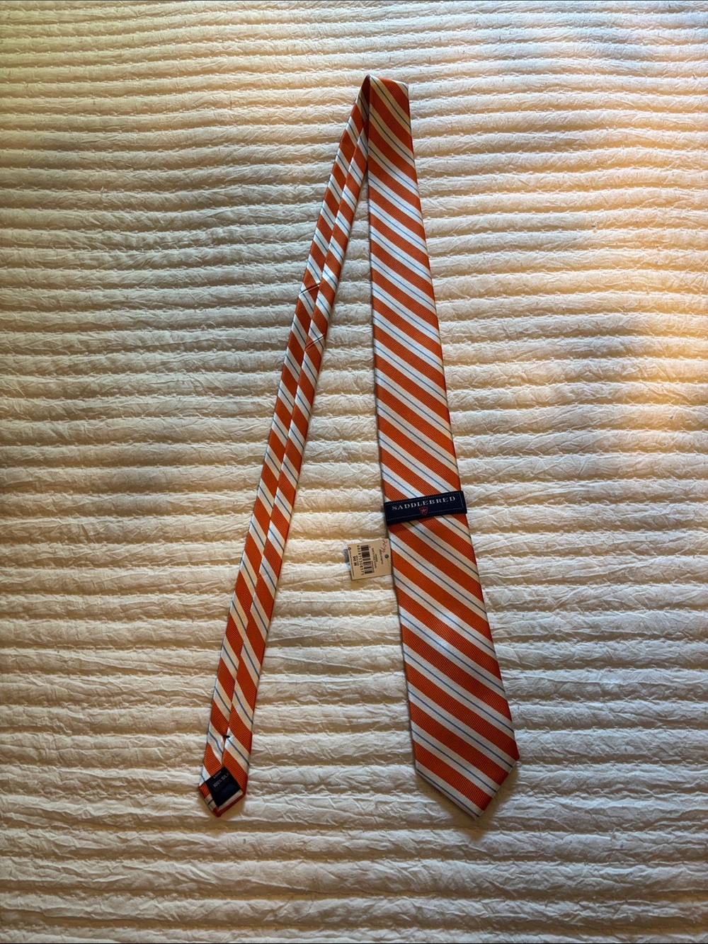 Saddlebred Orange, White & Light Gray Diagonal Stripe Tie